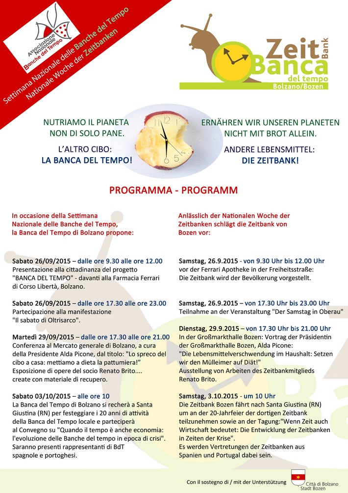 Nationale Woche der Zeitbanken 2015 Settimana Nazionale BdT Nationale Woche der ZB